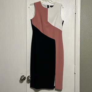 White House Black Market Pink Color Block Bodycon Dress